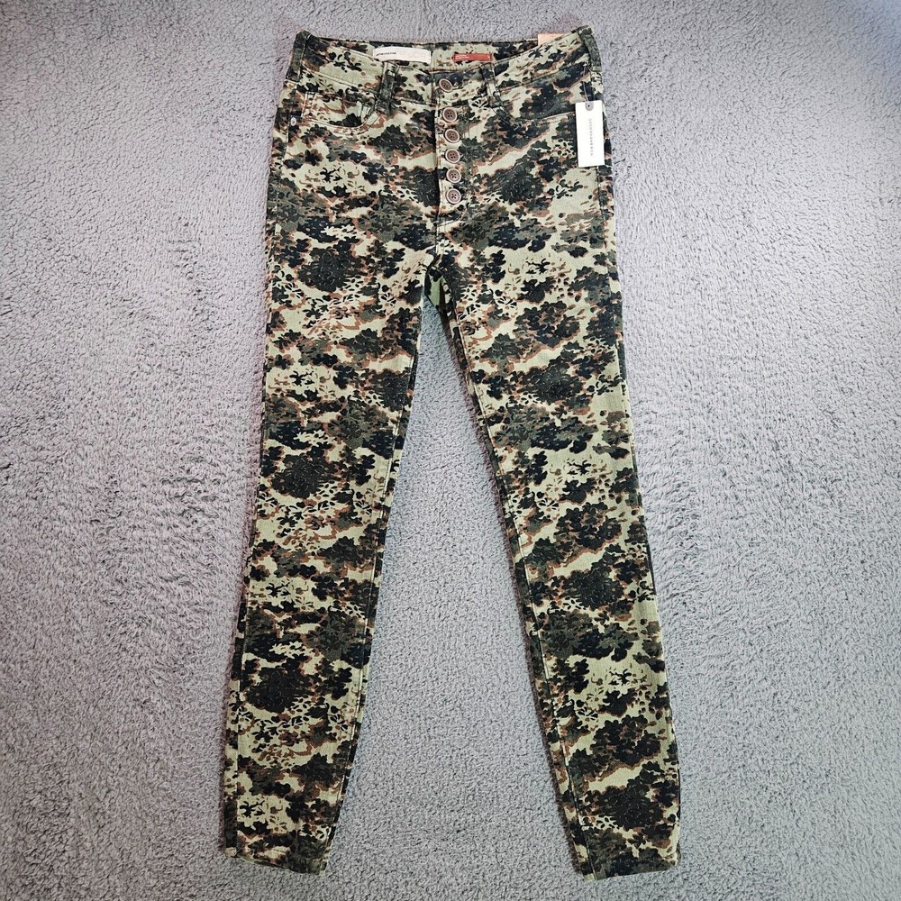 $110 NWT Anthropologie Pilcro Corduroy Pants Sz 27 High Rise Skinny Camo NEW